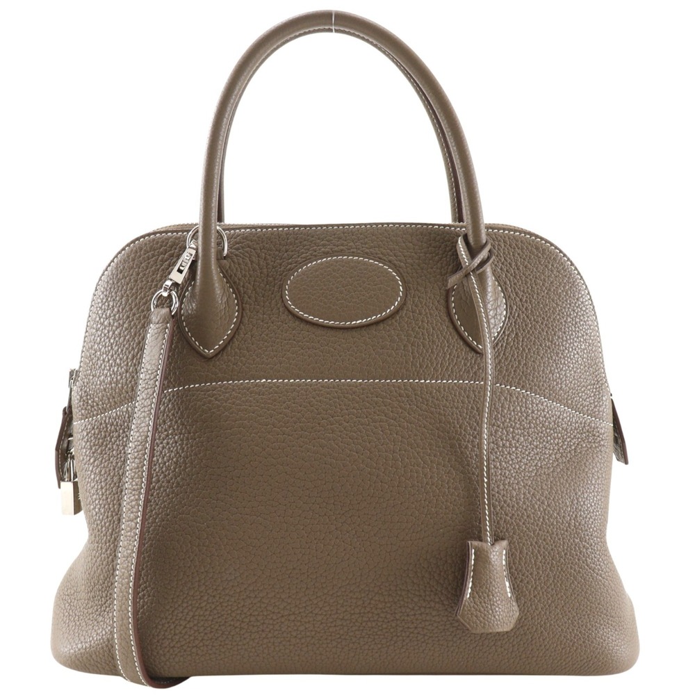 Hermes Bolide 31 handbag, Taurillon Clemence leather, Etoupe color, 2009 mode...